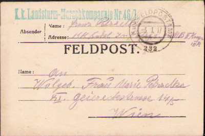 HST A1174 Scrisoare militar austro-ungar 1917 Feldpost 232 foto