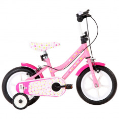 vidaXL Bicicletă pentru copii, alb și roz, 12 inci foto