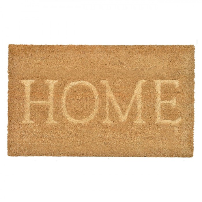 Covoraș Ușă, Model Natural, Mesaj Home, 75x45cm, Fibre Nucă de Cocos