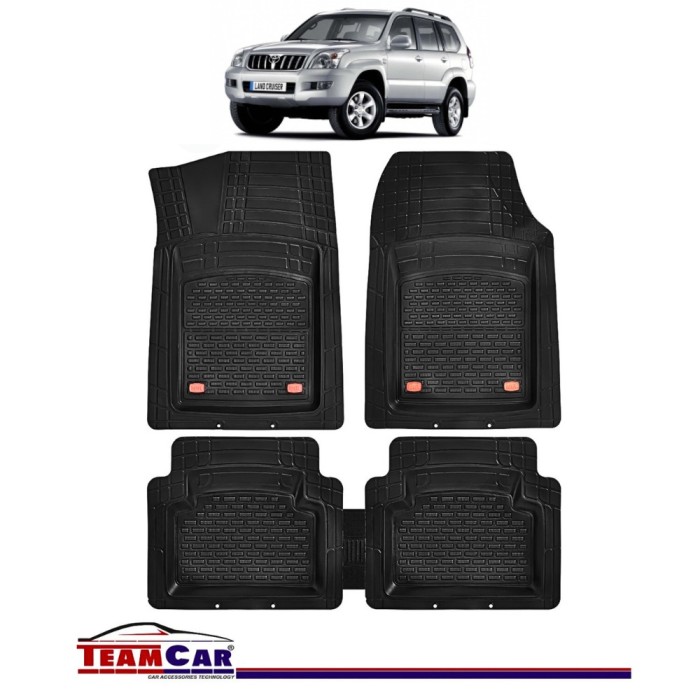 Covorase Auto TeamCar&reg; Tip Tavita Compatibile Toyota Land Cruiser J120 (2002-2009) Negru Material Rezistent