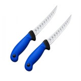 Cumpara ieftin Set doua cuțite pentru filetat DEPOX&reg;, lamă curbată din oțel inoxidabil cu alveole, m&acirc;ner ergonomic, 29 cm, albastru