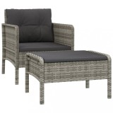 Cumpara ieftin Set mobilier de gradina cu perne, 2 piese, gri, poliratan