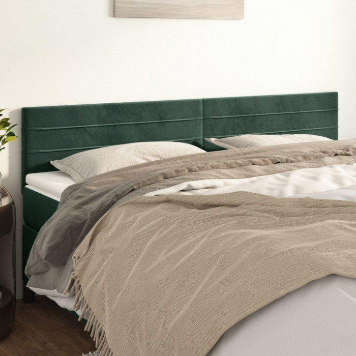 vidaXL Tăblii de pat, 2 buc, verde &icirc;nchis, 100x5x78/88 cm, catifea