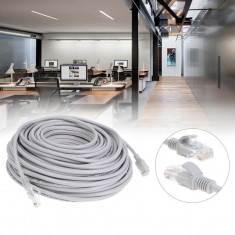 Cablu internet UTP, retea LAN, mufa RJ45 standard, lungime 10 m, gri foto