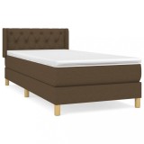 Cumpara ieftin Pat box spring cu saltea, maro inchis, 80x200 cm, textil