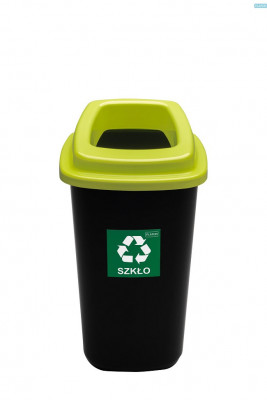 Cos Plastic Reciclare Selectiva, Capacitate 90l, Plafor Sort - Negru Cu Capac Verde - Sticla foto
