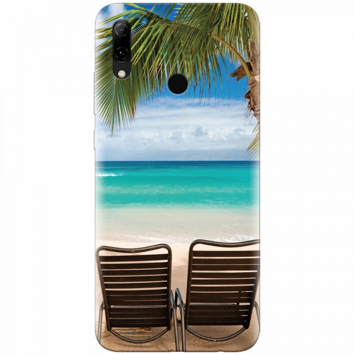 Husa silicon pentru Huawei P Smart 2019, Beach Chairs Palm Tree Seaside