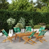 VidaXL Scaune de grădină pliabile 6 buc., textil verde/lemn masiv 3214650