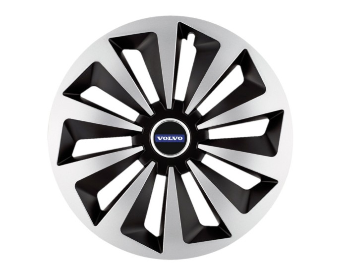 Set 4 capace roti Fox Gri-Negru R15 pentru gama auto Volvo
