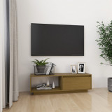 Comodă TV, maro miere, 110x30x33,5 cm, lemn masiv de pin