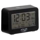 Ceas cu alarma Adler, 2 x R6, 3 alarme, afisare temperatura si umiditate, Negru