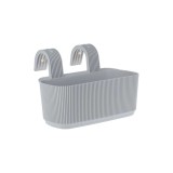 Ghiveci gri din plastic cu dungi &icirc;n relief pentru balustradă/balcon 3,2 l