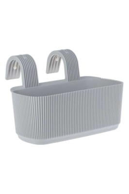 Ghiveci gri din plastic cu dungi &amp;icirc;n relief pentru balustradă/balcon 3,2 l foto