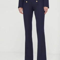 Silvian Heach pantaloni femei, culoarea albastru marin, drept, high waist