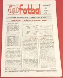 Program meci fotbal &quot;ARMATURA&quot; ZALAU - &quot;STRUNGUL&quot; ARAD (15.06.1986)