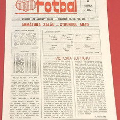 Program meci fotbal "ARMATURA" ZALAU - "STRUNGUL" ARAD (15.06.1986)