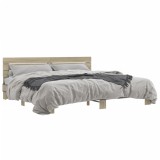 Cumpara ieftin Cadru de pat, stejar sonoma, 200x200cm, lemn prelucrat si metal
