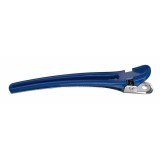 Clips profesional din plastic si aluminiu cromat culoare albastra 10 buc - Comair Professional