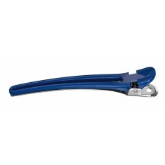 Clips profesional din plastic si aluminiu cromat culoare albastra 10 buc - Comair Professional