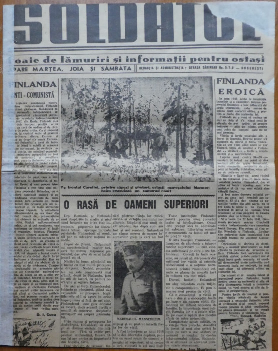 Soldatul, foaie de lamuriri si informatii pentru ostasi, 23.07.1942, Antonescu