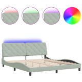 Cumpara ieftin Cadru de pat cu LED fara saltea, gri deschis, 180x200 cm, catifea