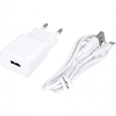 Incarcator Retea Cu Cablu microUSB MaXlife MXTC-01, 10.5W, 2.1A, 1 x USB-A, Alb foto