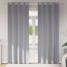 Perdele cu perdele 2 pcs Gri deschis Poliester foto