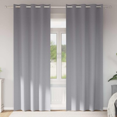 Perdele cu perdele 2 pcs Gri deschis 260 x 140 cm Poliester foto