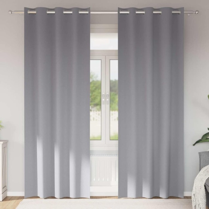 Perdele cu perdele 2 pcs Gri deschis 260 x 140 cm Poliester