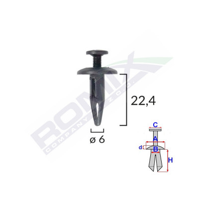 Clips Fixare Pentru Bmw/Gm 6X22.4Mm - Negru Set 10 Buc 136362 B22046-RMX foto