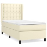 Cumpara ieftin Pat box spring cu saltea, crem, 90x190 cm, piele ecologica
