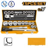 Cumpara ieftin Trusa Chei Tubulare Cr-V 3/4 15buc, cr-v Industrial Ingco HKTS034151