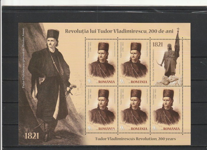ROMANIA 2021 LP 2328 LP 2328 a TUDOR VLADIMIRESCU MINICOALA + COLITA MNH NESTAMPILATE