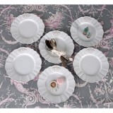 Set 6 farfurii pentru micul dejun din portelan alb antichizat CW505, Seturi