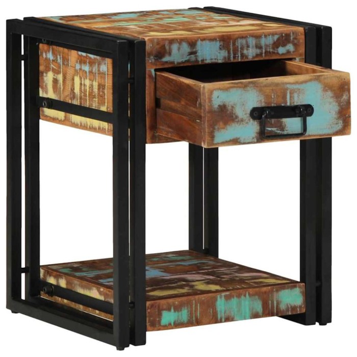 vidaXL Dulap de noapte Multicolour 40 x 40 x 50 cm Lemn masiv reciclat 4016702