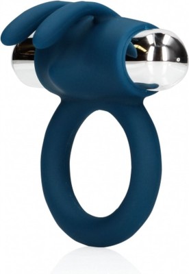 Inel Penis Vibrating Rabbit, 10 Viteze Vibratii, Silicon, USB, Albastru foto