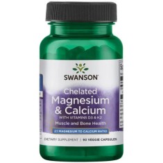 Magneziu &amp;amp; Calciu Chelat 2:1 cu D3 si K2 90 capsule Swanson foto