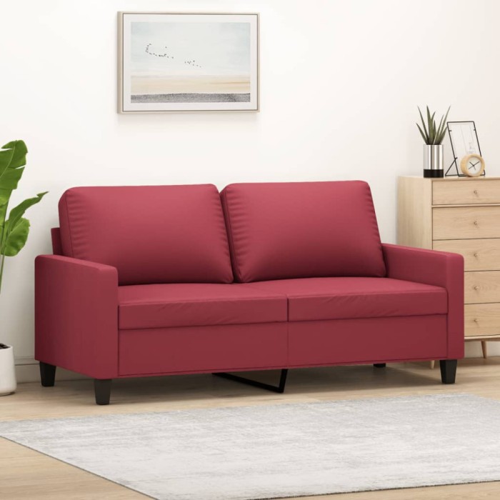 vidaXL Canapea cu 2 locuri, roșu vin, 140 cm, piele ecologică 359140