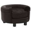 VidaXL Canapea pentru c&acirc;ini, maro, 48x48x32 cm, pluș &amp; piele ecologică