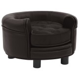 VidaXL Canapea pentru c&acirc;ini, maro, 48x48x32 cm, pluș &amp; piele ecologică