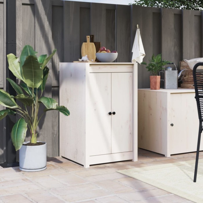 Gossi usi de bucatarie de exterior, alb, 50x9x82cm, lemn masiv de pin
