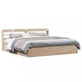 Cumpara ieftin Cadru pat cu tăblie 200x200 cm, lemn masiv de pin