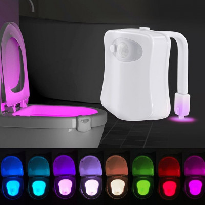 Lumina LED pentru toaleta, 8 culori, senzor miscare, rezistenta la apa foto
