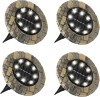 Set 4 lampi solare cu aspect de piatra cu 8 LED-uri si senzor de lumina