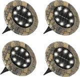 Set 4 lampi solare cu aspect de piatra cu 8 LED-uri si senzor de lumina