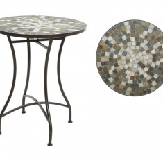 Masa pentru gradina Siena Mosaic, Decoris, 60 x 71 cm, fier/ceramica, maro