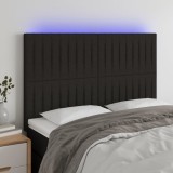 Cumpara ieftin Tăblie de pat cu LED, negru, 144x5x118/128 cm, textil