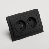 Priză dublă Schuko 16A negru mat Zena - ELBI