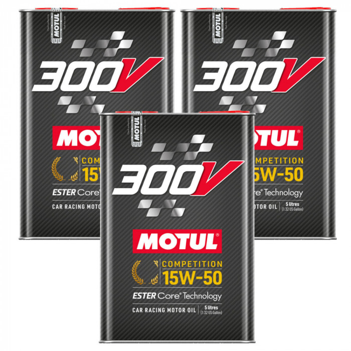 Set 3 Buc Ulei Motor Motul 300V Competition Ester Core&reg; Technology 15W-50 5L 110861