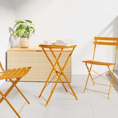 vidaXL Masă de bistro Muștar &amp;Oslash;50x71 cm Oțel acoperit cu pulbere 42002963 foto